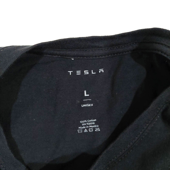 TESLA V3 Solarglass Model 3 Electric Car Solid Black Cotton Shirt Unisex Size L - Picture 4 of 4
